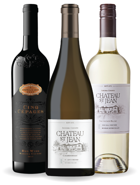 Three bottles of Chateau St. Jean wines 