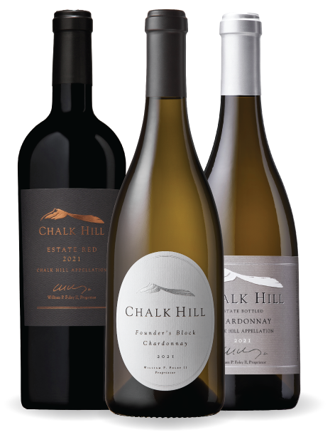 Chalk Hill wines, including Estate Red and two bottles of Chardonnay